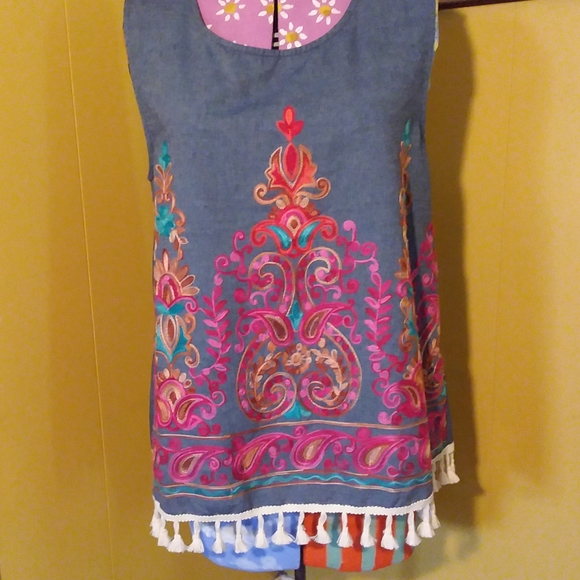 Gorgeous Entro Embroidered Tasseled Tank - Picture 1 of 7